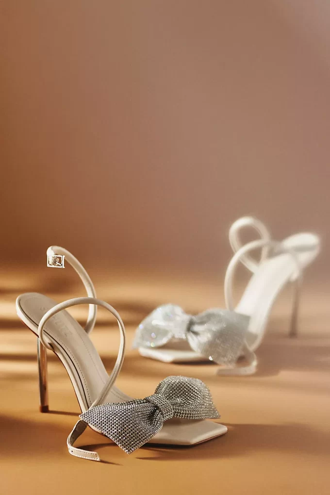 rhinestone bow heels