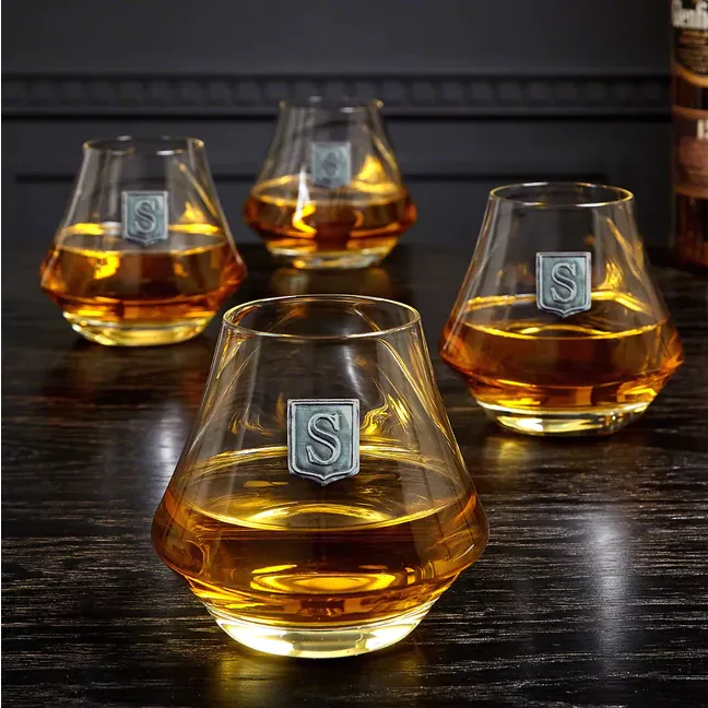 set of 4 whiskey glasses with monogram