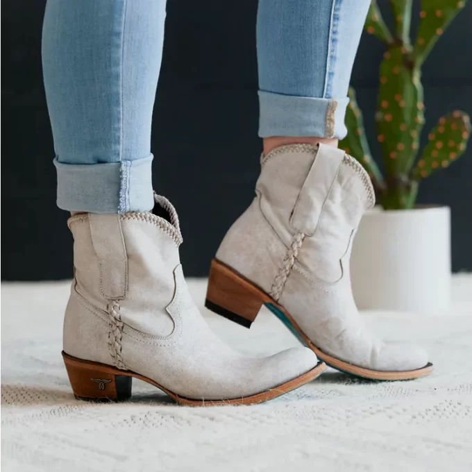 short ankle booties with braiding