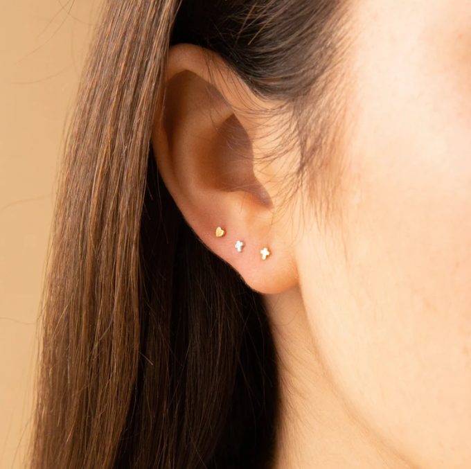 tiny cross earrings