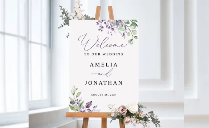 welcome sign lavender and sage green