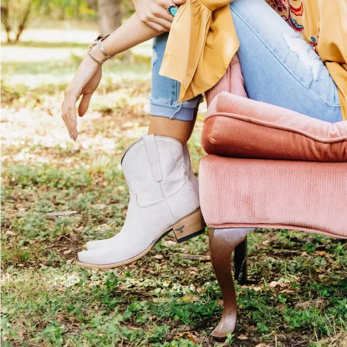 white ankle booties