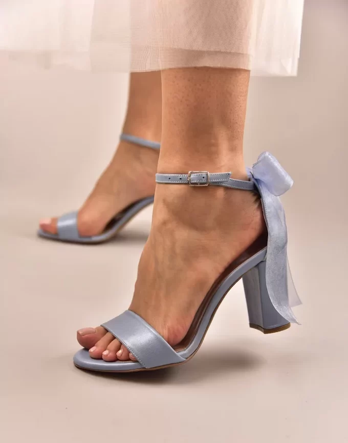 blue block heels