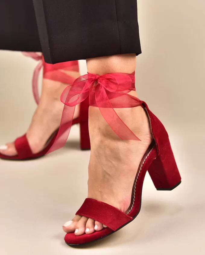 red velvet heels