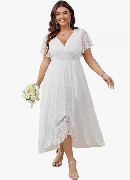 wrap style plus size bridal shower dress