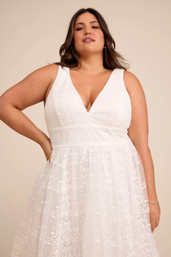 flowy plus size bridal shower dress for bride