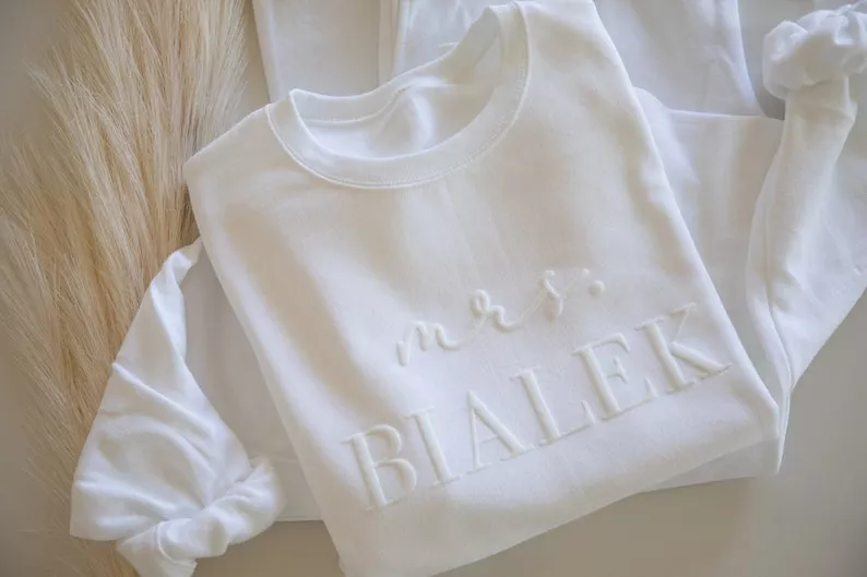 bride sweatshirt embossed