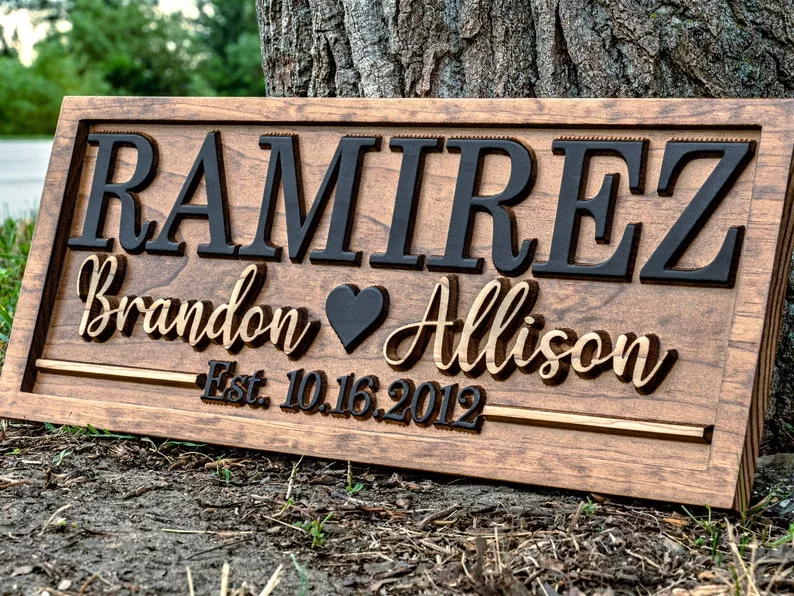 personalized wedding sign for couple with last name