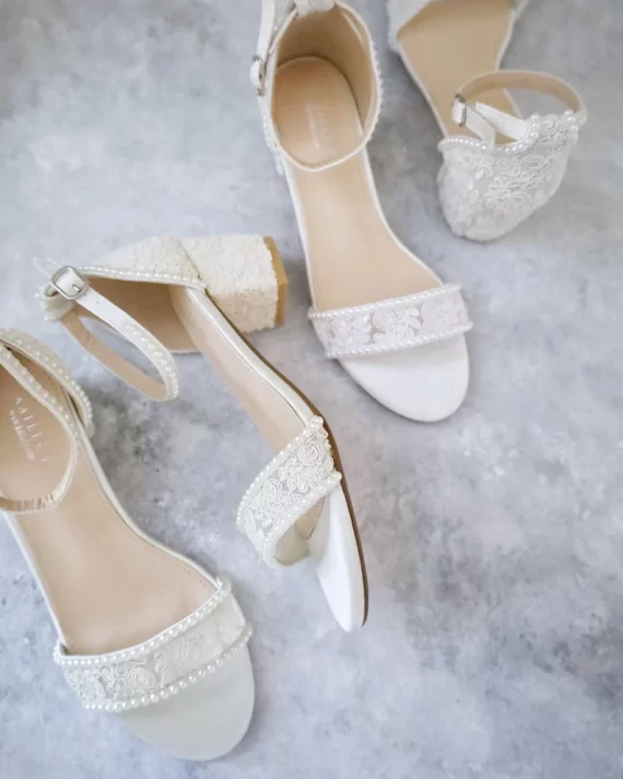 Crocheted bridal heels low