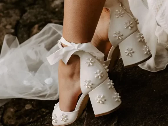 Supportive low heel wedding shoes with a comfy short heel