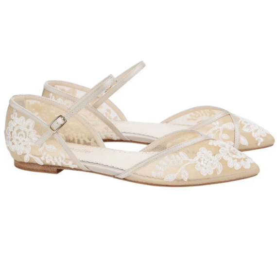 Ivory lace flats that last comfortably for your wedding day