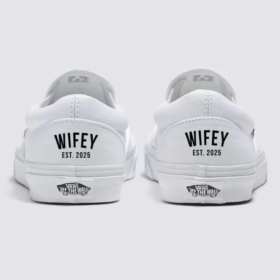 Custom VANS slip ons for wedding comfort