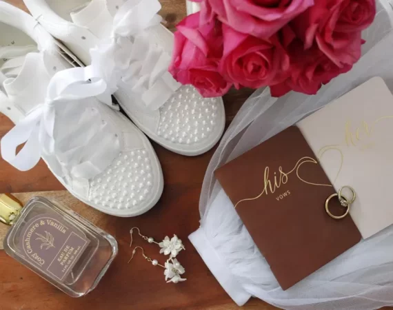 Pearl sneakers for comfortable wedding day footwear