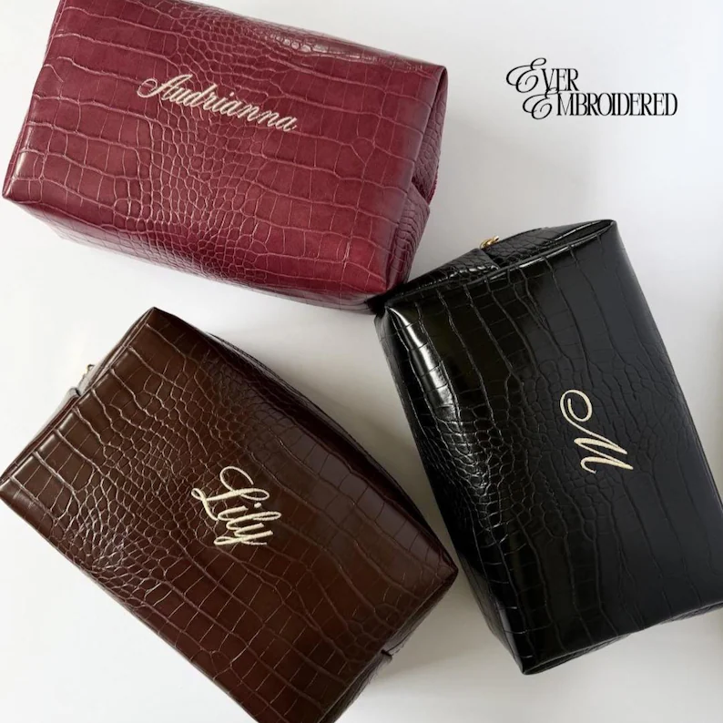 faux leather cosmetic cases for bridesmaid gifts on etsy