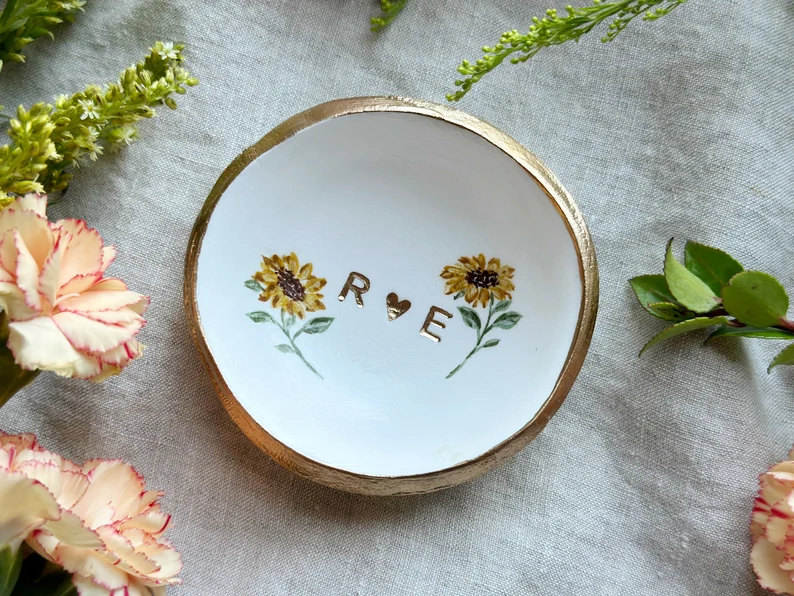 hand-painted ring dish for personalized bridesmaid gift