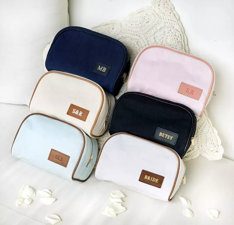 Personalized bridesmaid cosmetic bags
