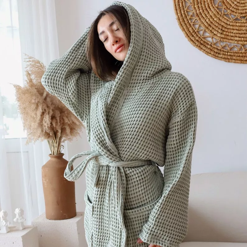 waffle cotton style robe with hood for etsy bridesmaid gifts