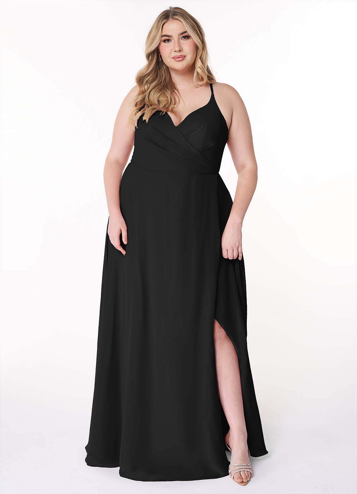 white pearl dress Bridal Gown With Dramatic Sleeves – Shimmi Dresses Color:Smoky Blue collection: RESTOCKED Black Spaghetti Strap Pleated