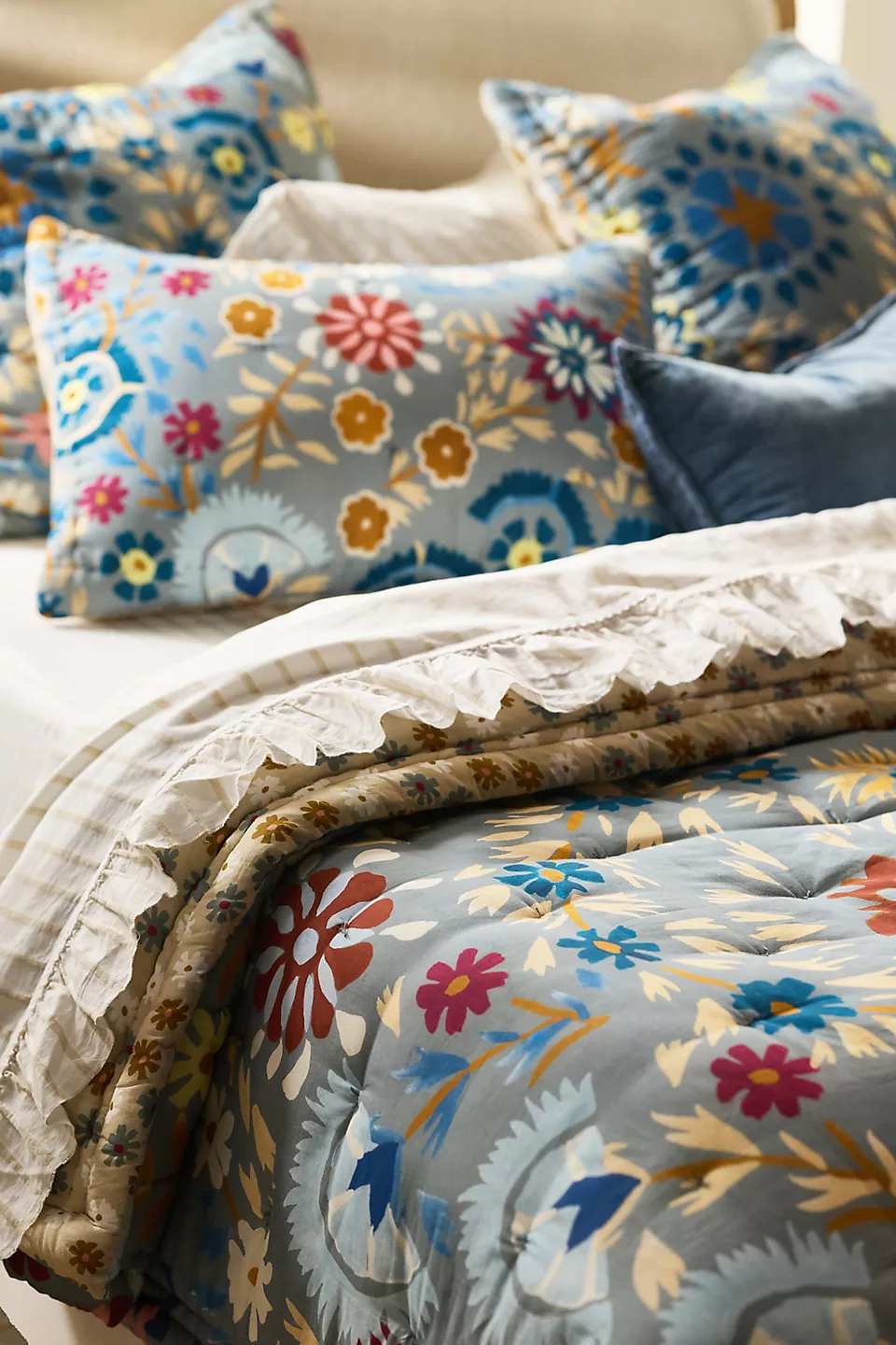 cotton floral print boho bedding set anthropologie wedding gifts