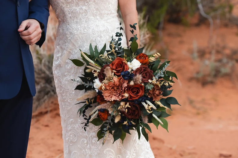 bridal bouquet with rich fall colors
