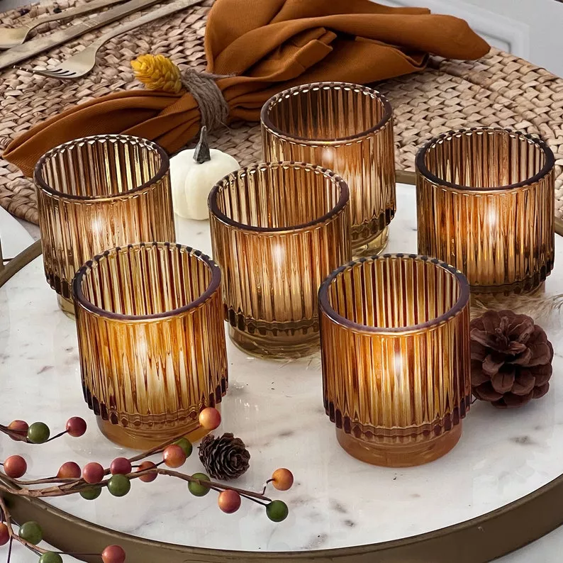 amber candle holders for fall wedding decor ideas