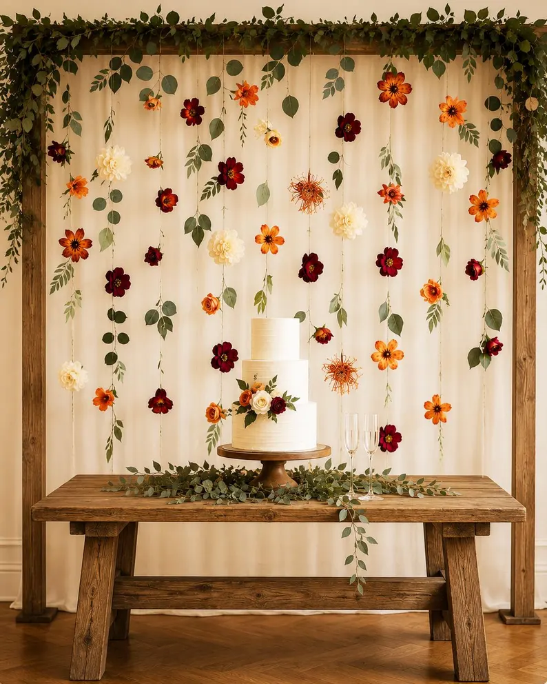 hanging fall wedding decor garland