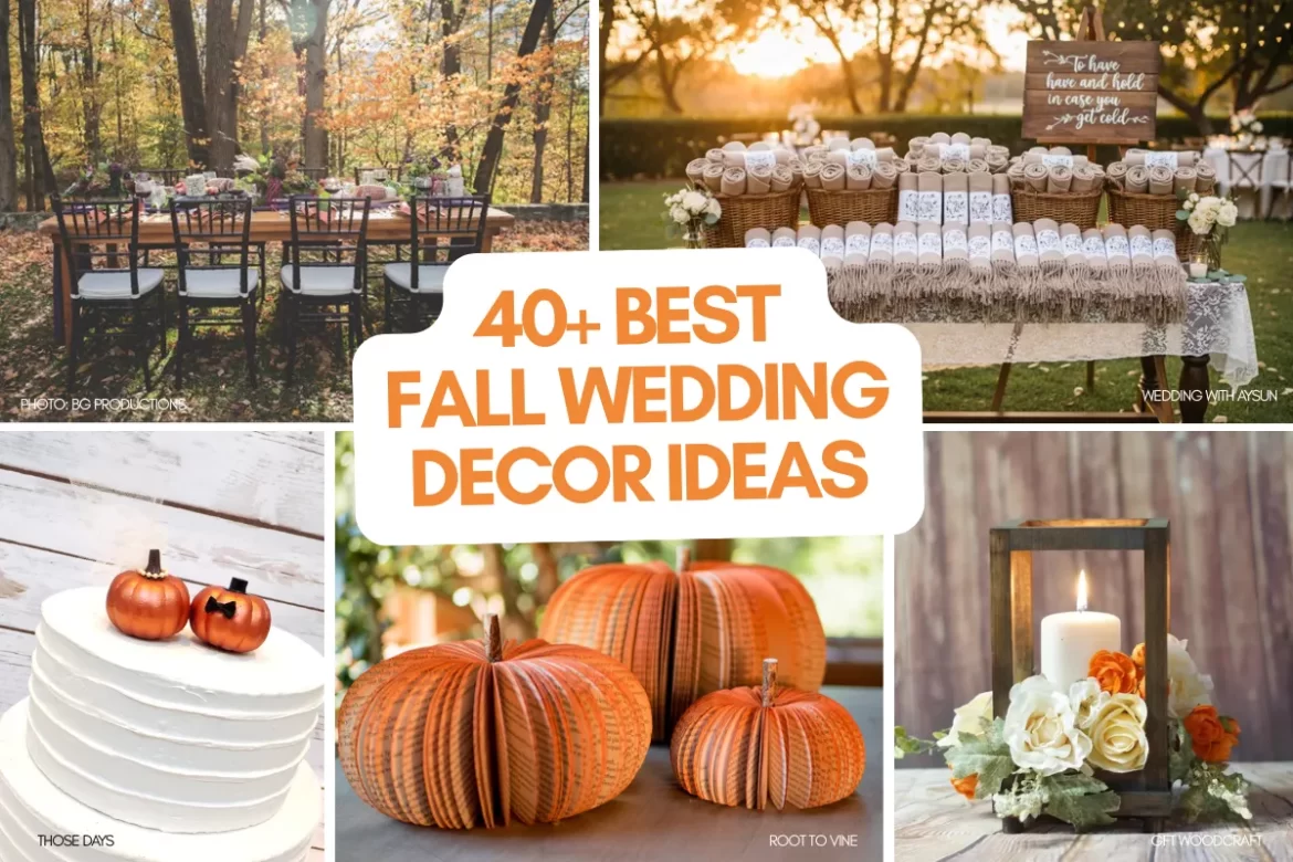 fall wedding decor ideas with autumn flowers candles and elegant reception details