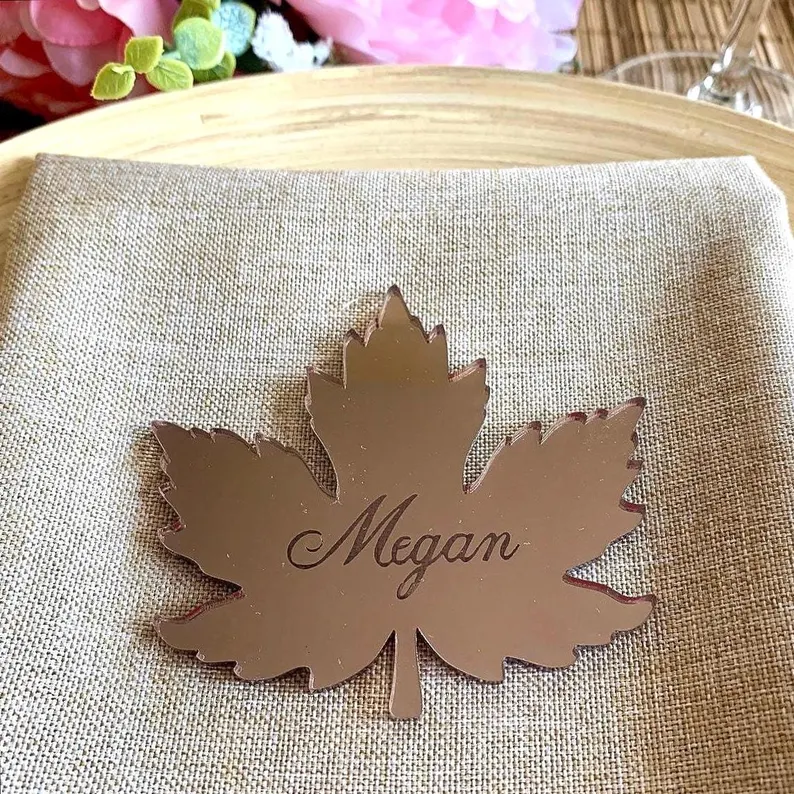 fall leaf wedding place cards