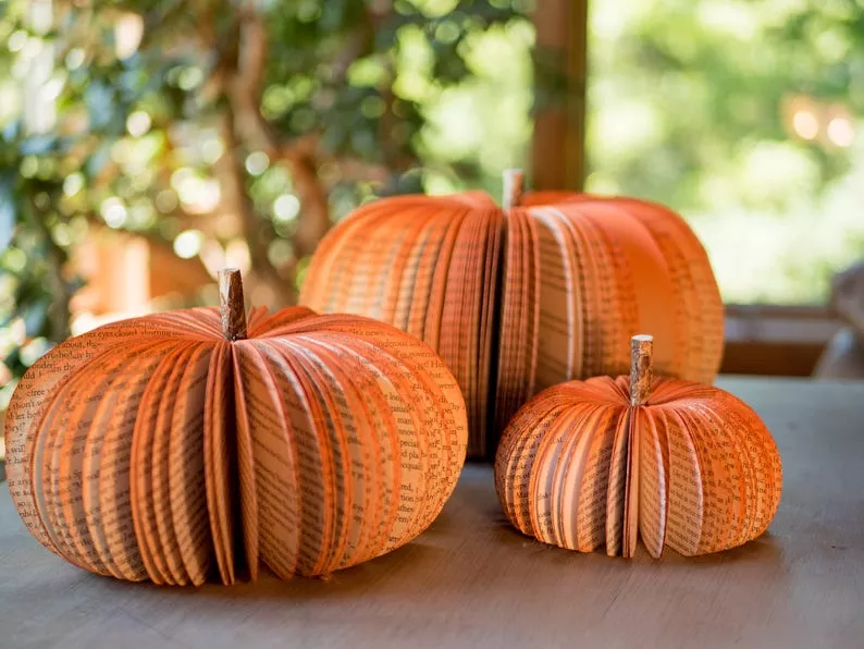 book page paper pumpkins for fall wedding decor