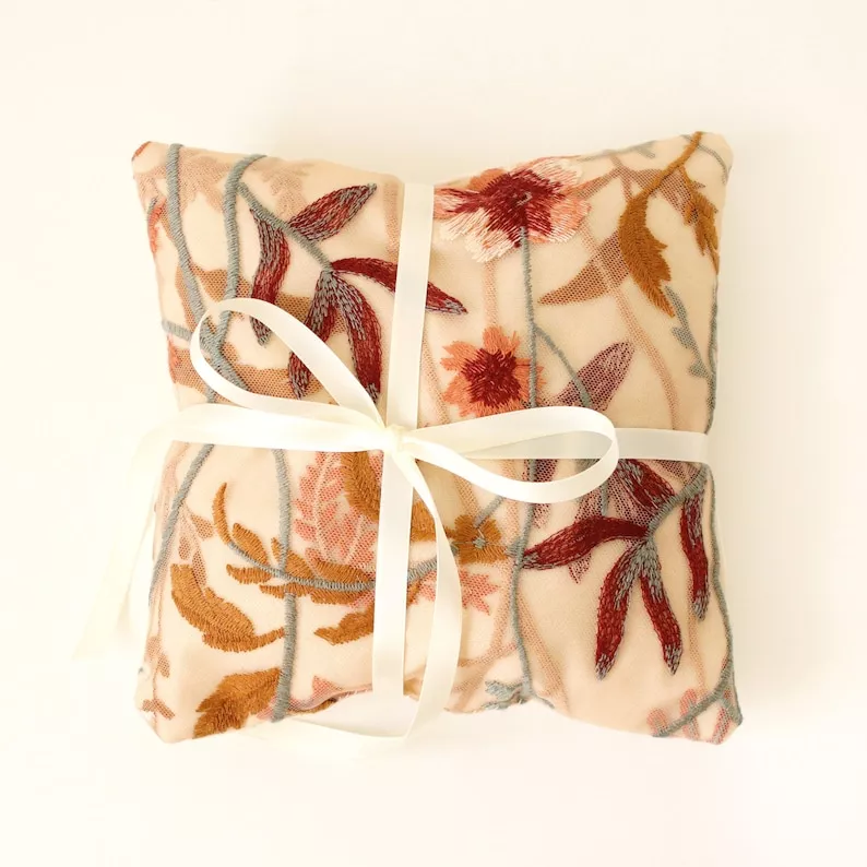 fall wedding ring pillow decor