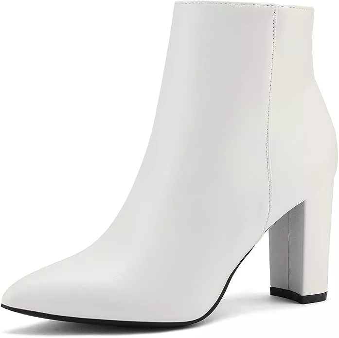 white bridal booties with block heel