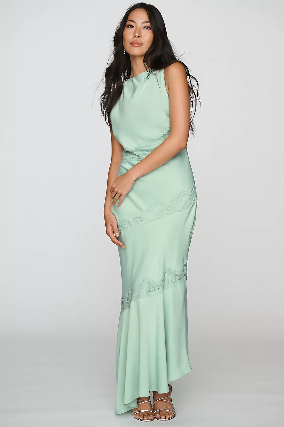 modest bridesmaid dress with high neck and high back