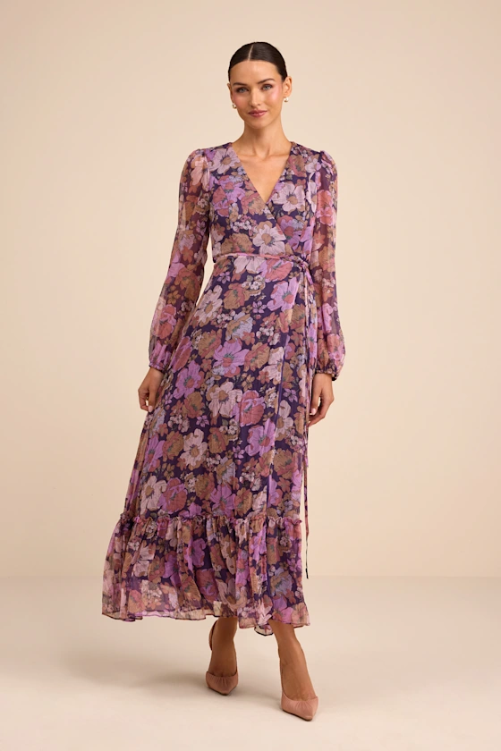 long sleeve floral bridesmaid dress