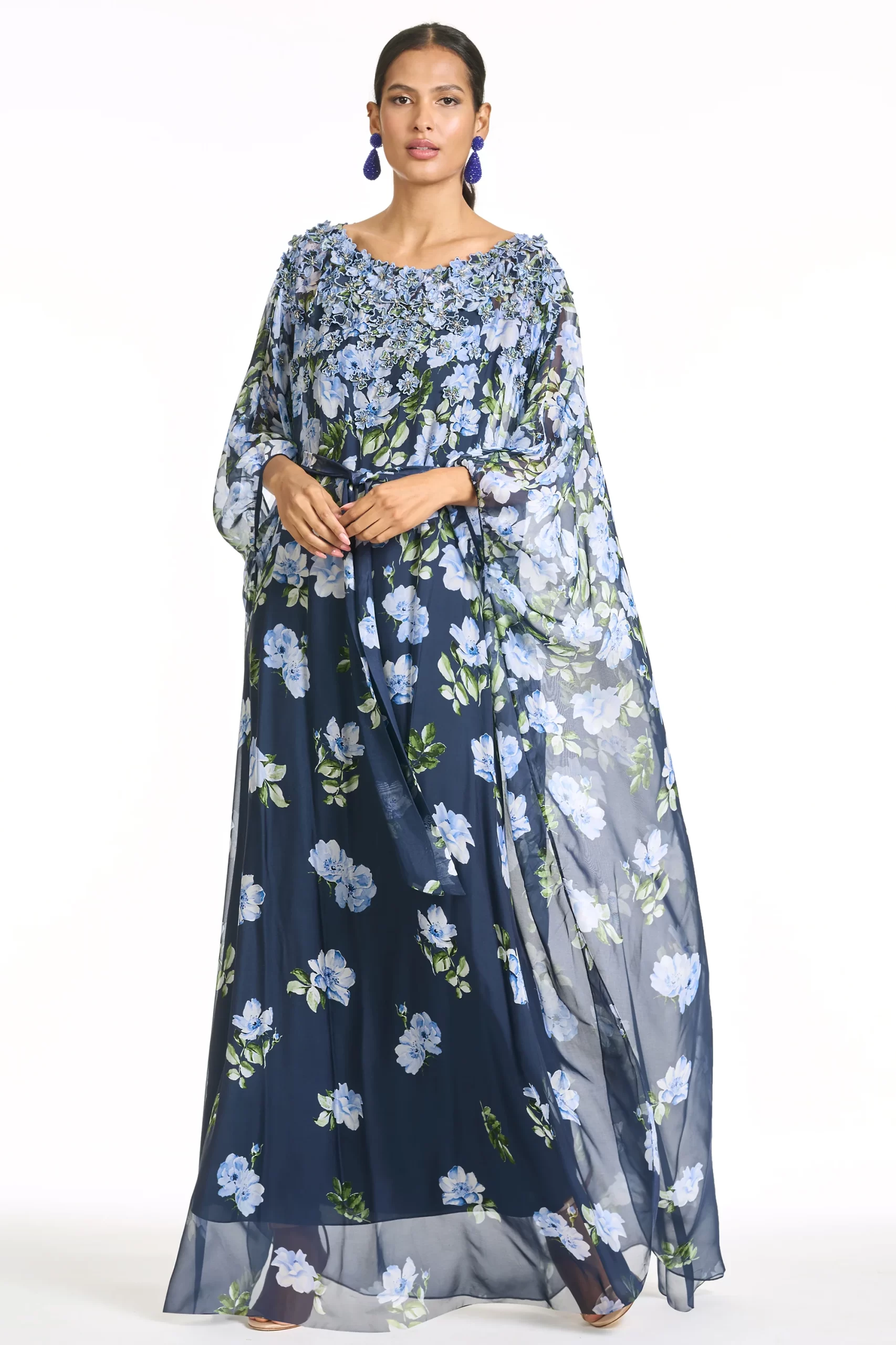 flowery cape style gown
