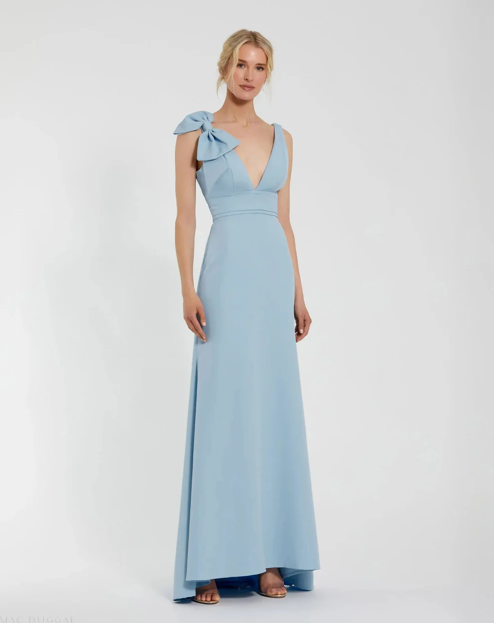 powder blue mother of the bride dress with bow