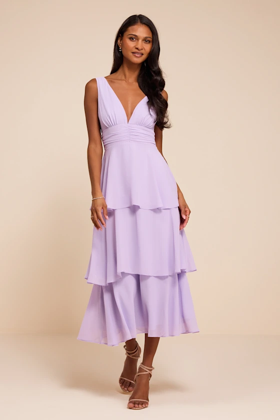 lavender ruffled tiered dress