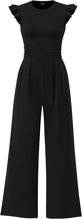 PrettyGarden Women's Dressy Ruffle Cap Sleeve Summer Jumpsuit for Bridal Shower Guests on Amazon