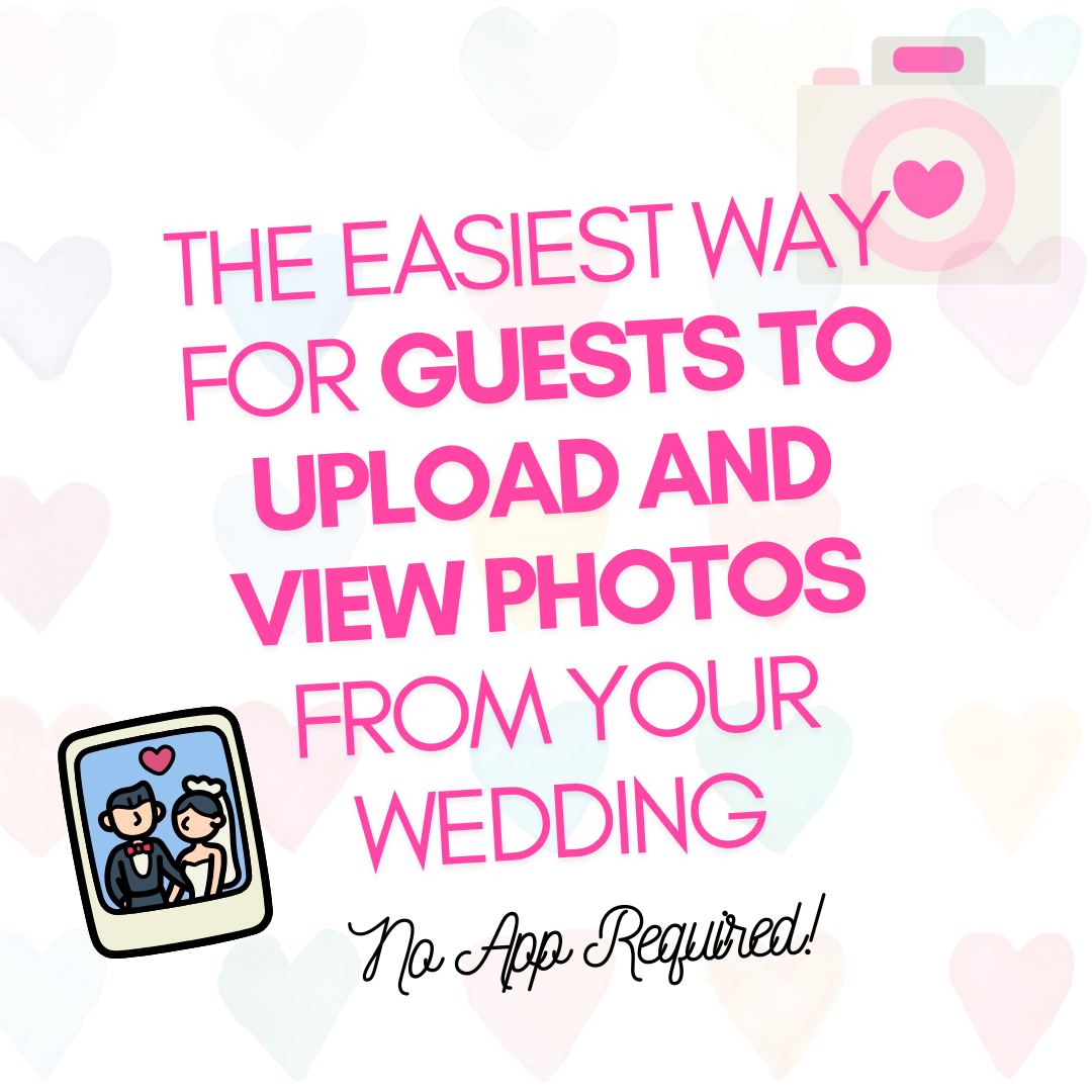 Bride and groom viewing wedding guest photos uploaded in real-time with LiveShare.