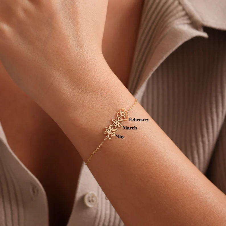 birth flower bracelet