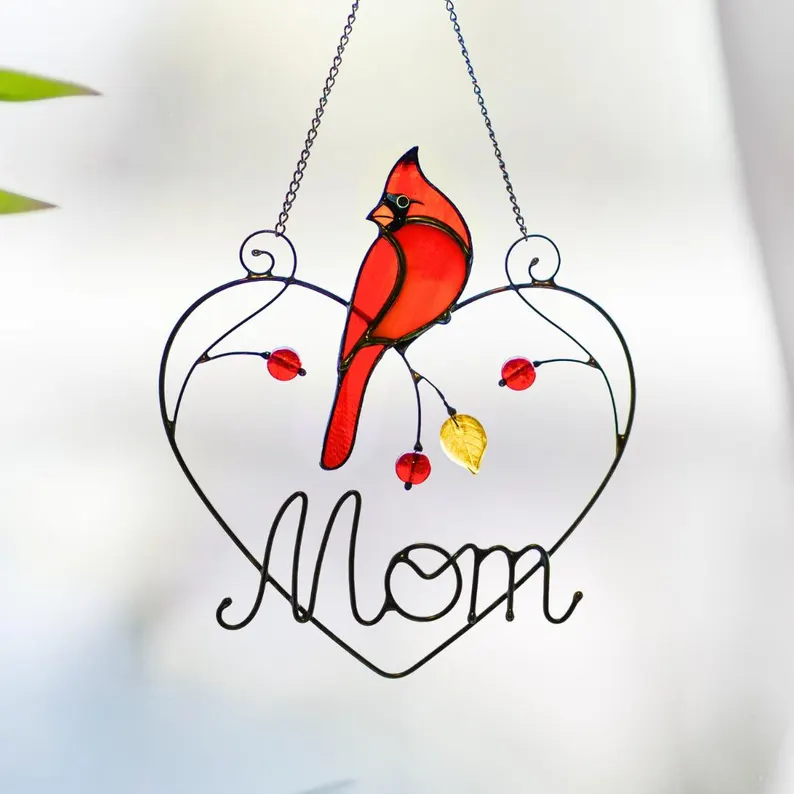 red cardinal mom suncatcher gift