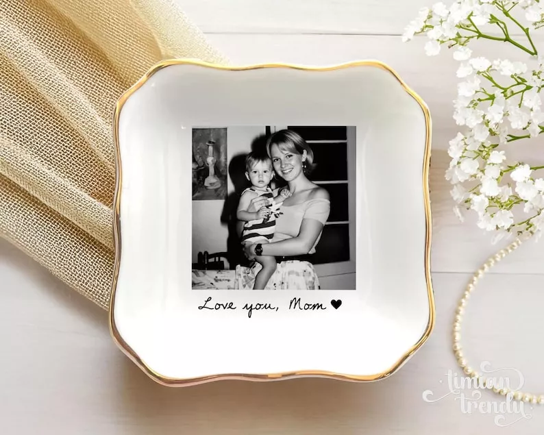 trinket tray for mom with message and photo