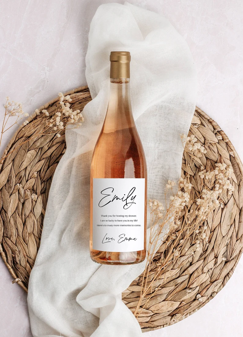 thank you for hosting my shower - wine bottle label