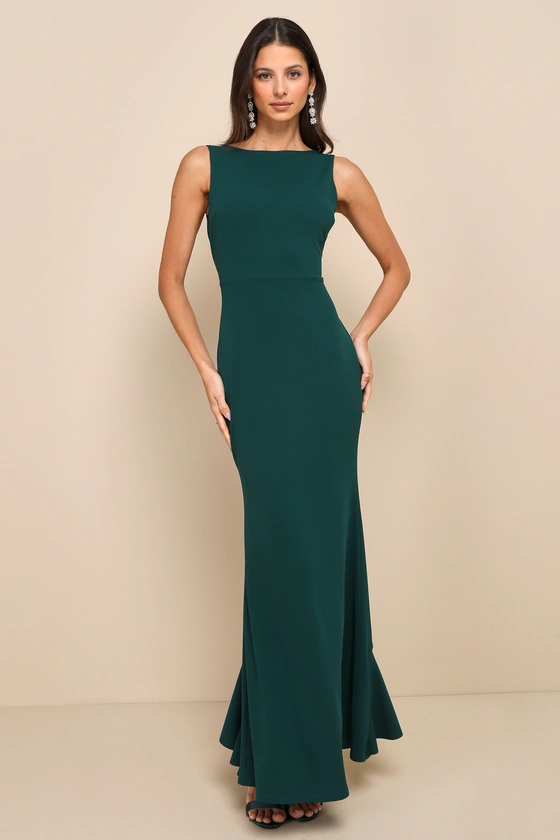 backless bow ruffle maxi dress for elegant wedding guests