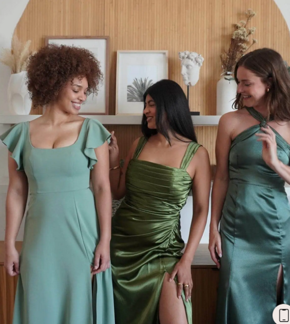 Green custom-sized bridesmaid dress from Azazie, affordable and size-inclusive