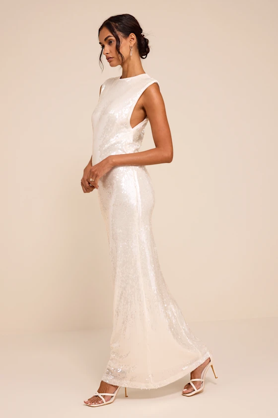 sparkly sequin maxi dress for a wedding reception
