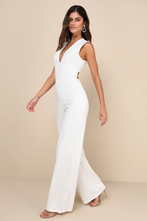 white bridal jumpsuit reception outfit