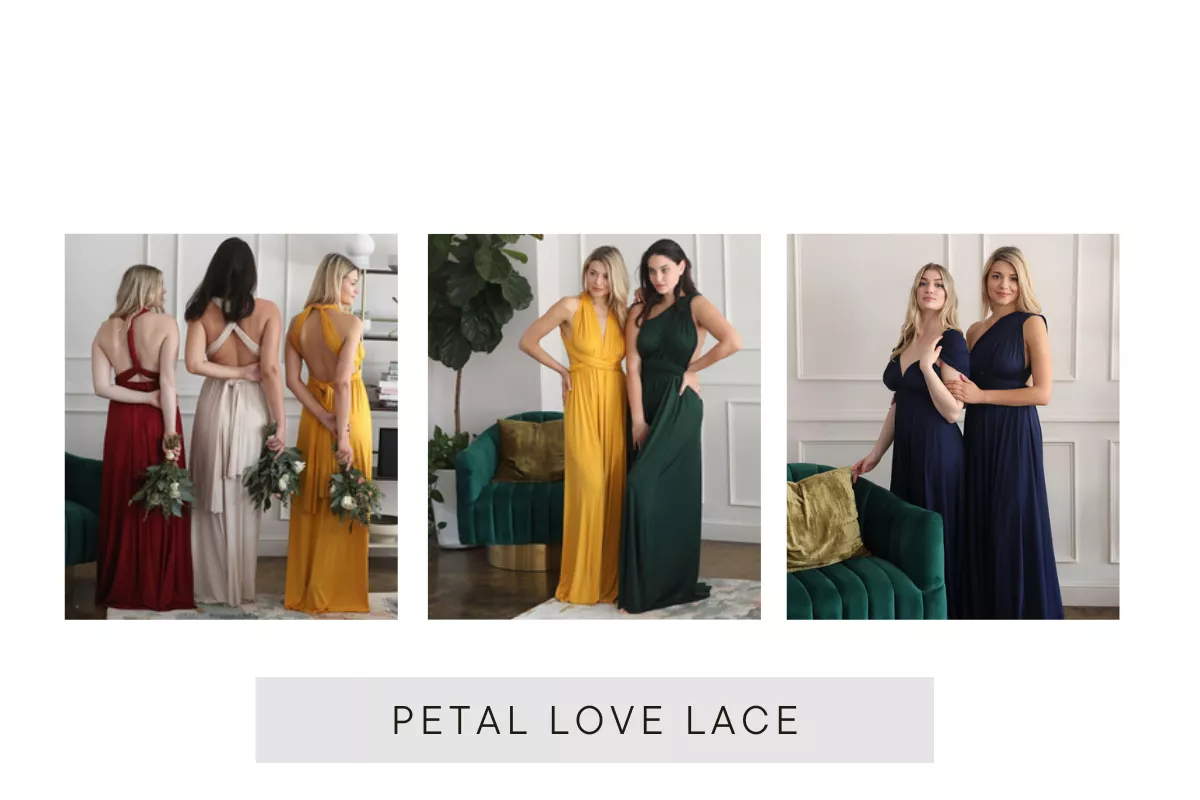 convertible bridesmaid dress from Etsy by Petal Loves Lace – mix-and-match styles in your choice of colors and lengths for bridal parties of all sizes