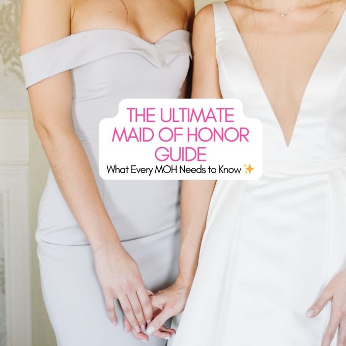 Maid of honor helping bride