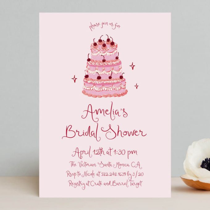cherry bridal shower theme invitations