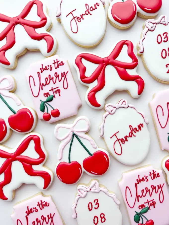 cherry on top bridal shower cookies